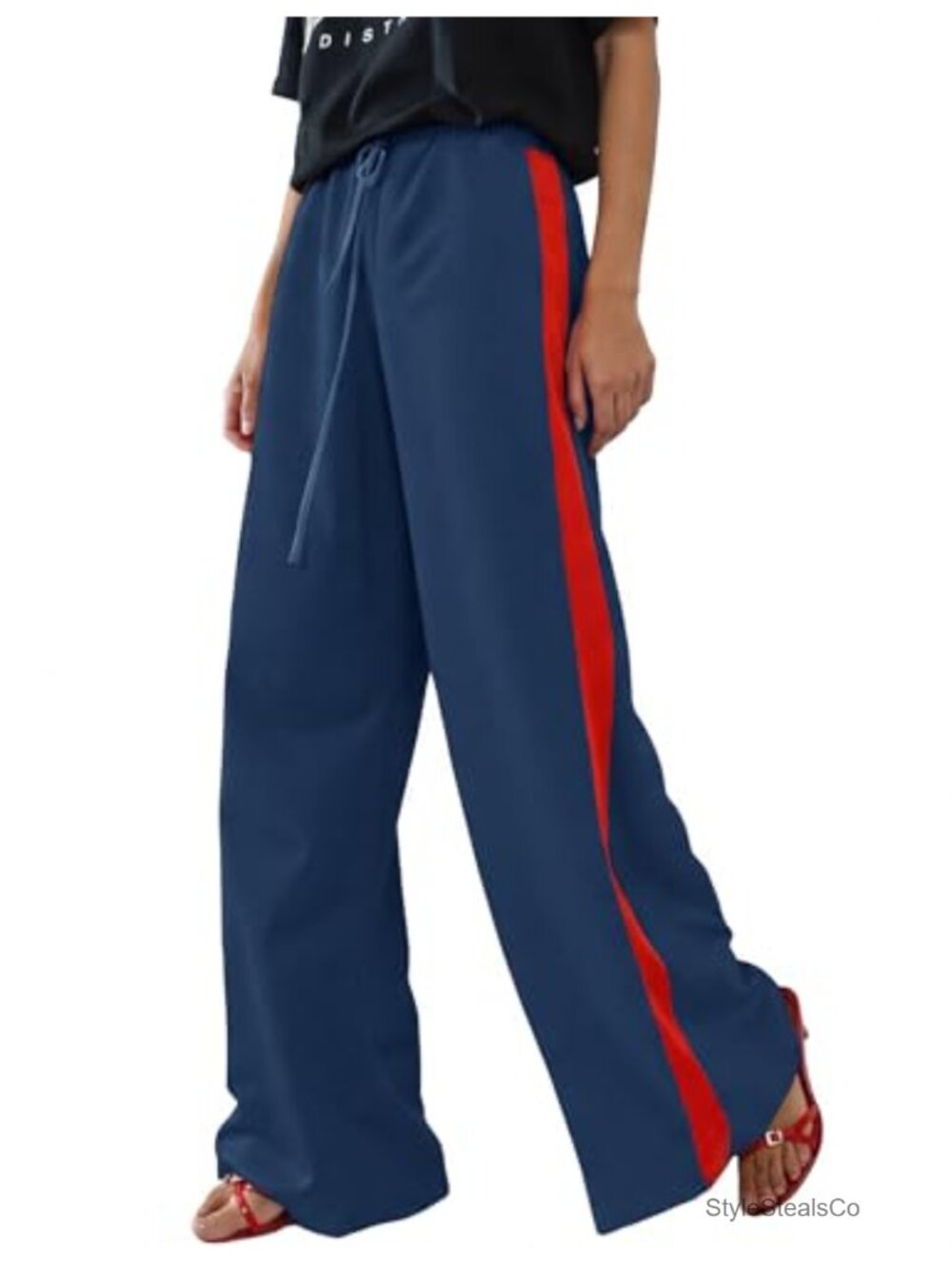 Rapbin Womens Rayon Wide Leg Palazzo Pants Elastic Waist Drawstring